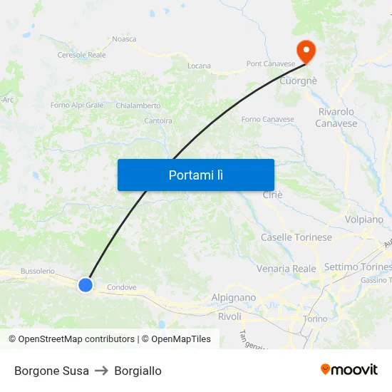 Borgone Susa to Borgiallo map