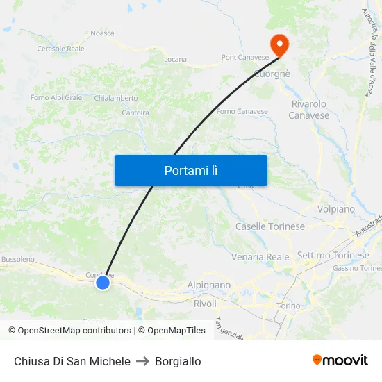 Chiusa Di San Michele to Borgiallo map