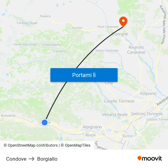 Condove to Borgiallo map