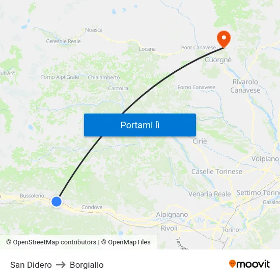 San Didero to Borgiallo map