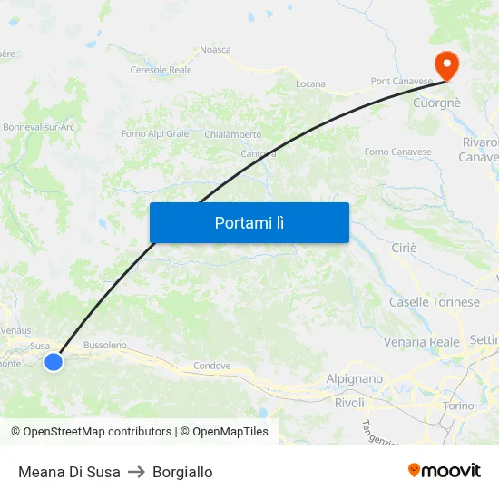 Meana Di Susa to Borgiallo map