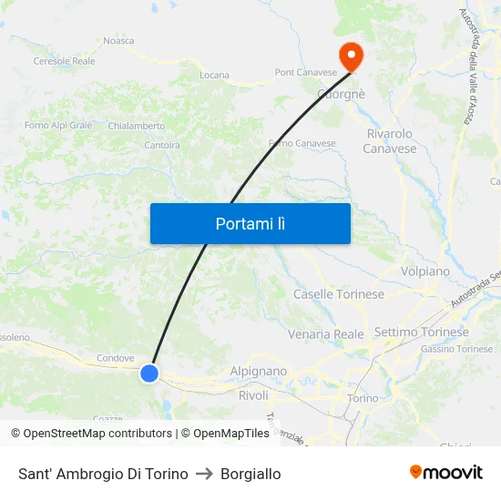 Sant' Ambrogio Di Torino to Borgiallo map