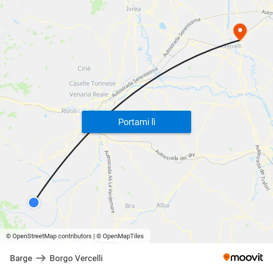 Barge to Borgo Vercelli map