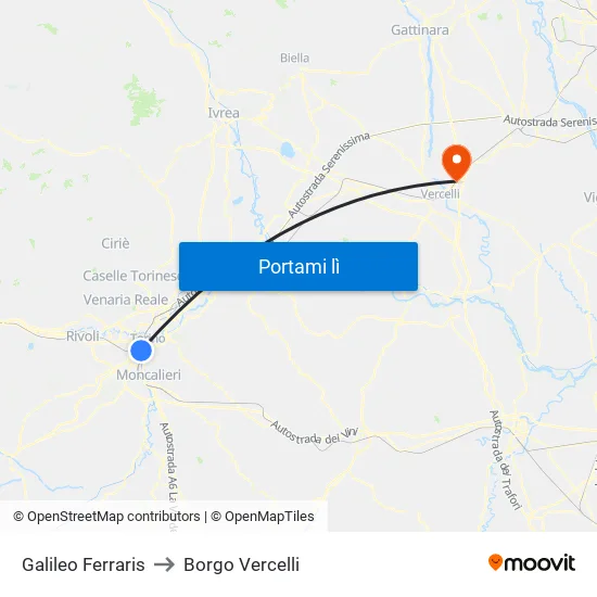 Ferraris to Borgo Vercelli map