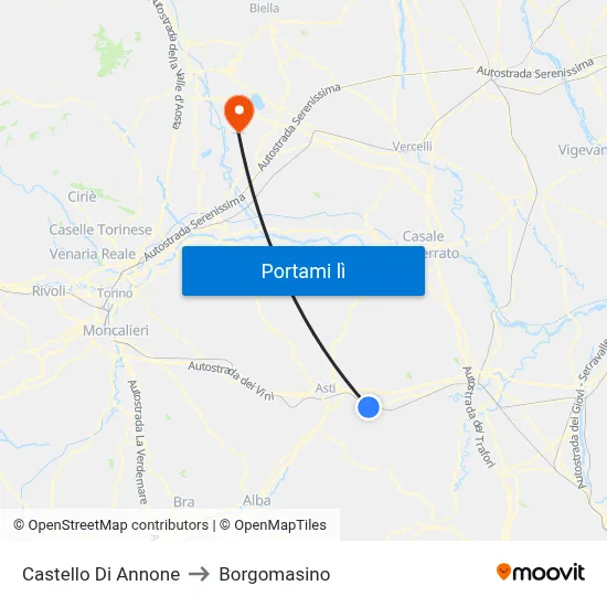Castello Di Annone to Borgomasino map