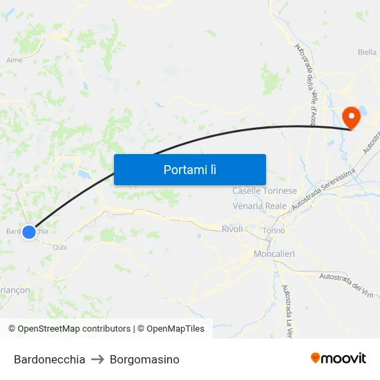Bardonecchia to Borgomasino map