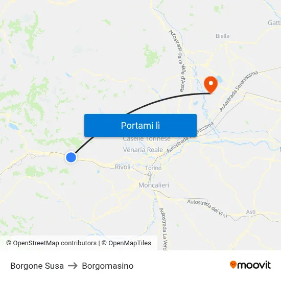 Borgone Susa to Borgomasino map