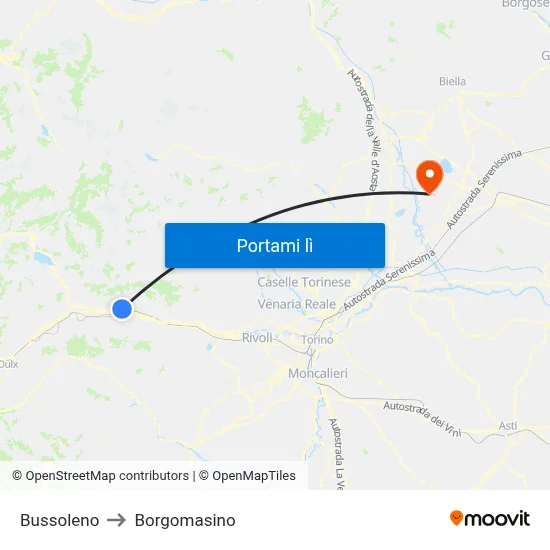 Bussoleno to Borgomasino map