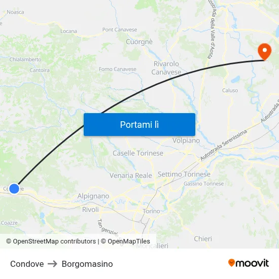 Condove to Borgomasino map