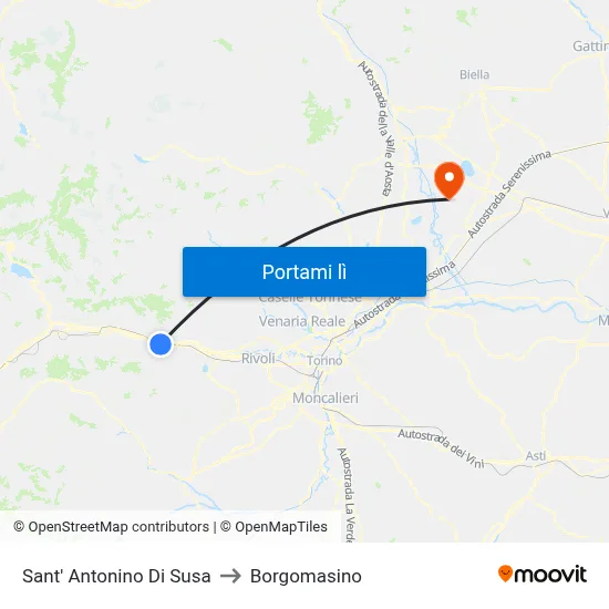 Sant' Antonino Di Susa to Borgomasino map