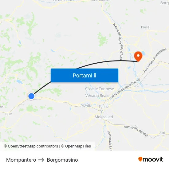 Mompantero to Borgomasino map
