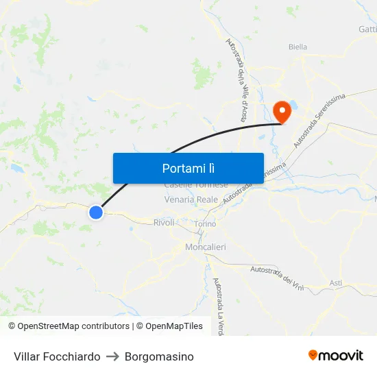 Villar Focchiardo to Borgomasino map