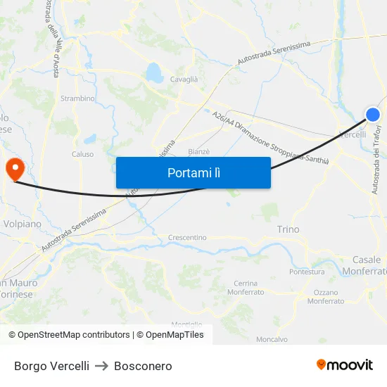 Borgo Vercelli to Bosconero map