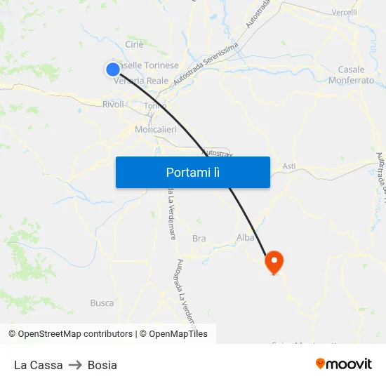 La Cassa to Bosia map