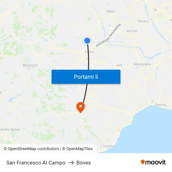 San Francesco Al Campo to Boves map