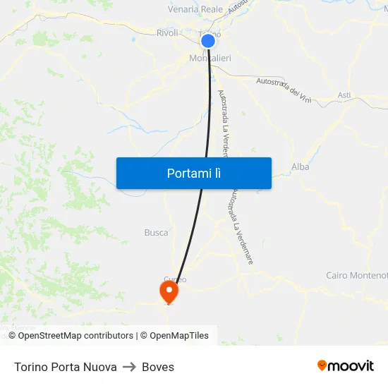 Torino Porta Nuova to Boves map