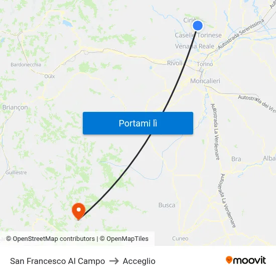 San Francesco Al Campo to Acceglio map