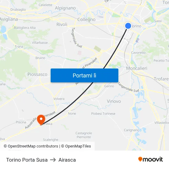 Torino Porta Susa to Airasca map