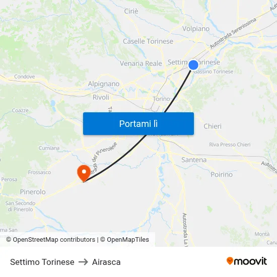 Settimo Torinese to Airasca map