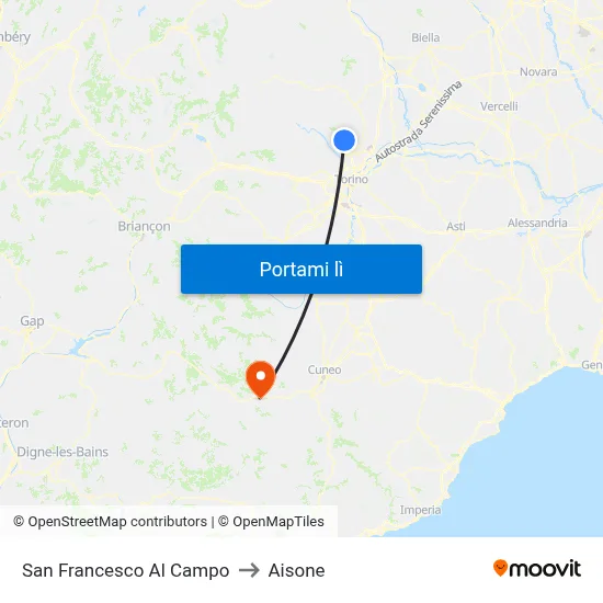 San Francesco Al Campo to Aisone map
