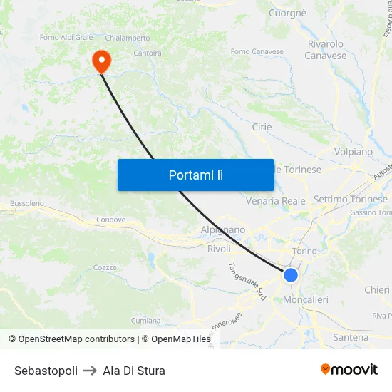 Sebastopoli to Ala Di Stura map