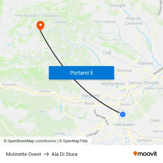 Molinette Ovest to Ala Di Stura map