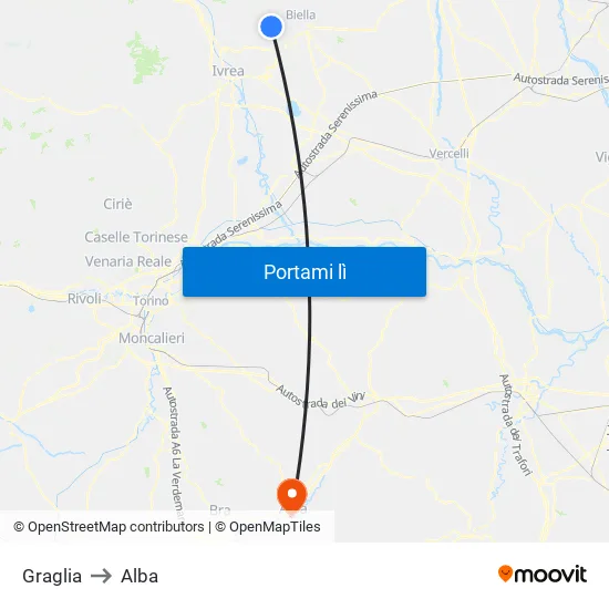 Graglia to Alba map