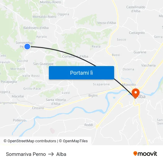 Sommariva Perno to Alba map