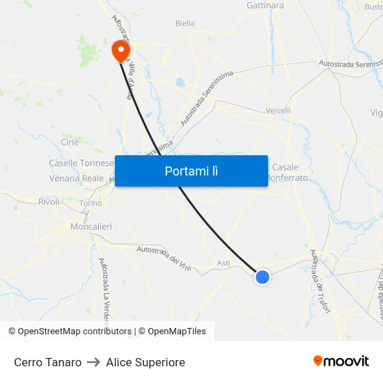 Cerro Tanaro to Alice Superiore map