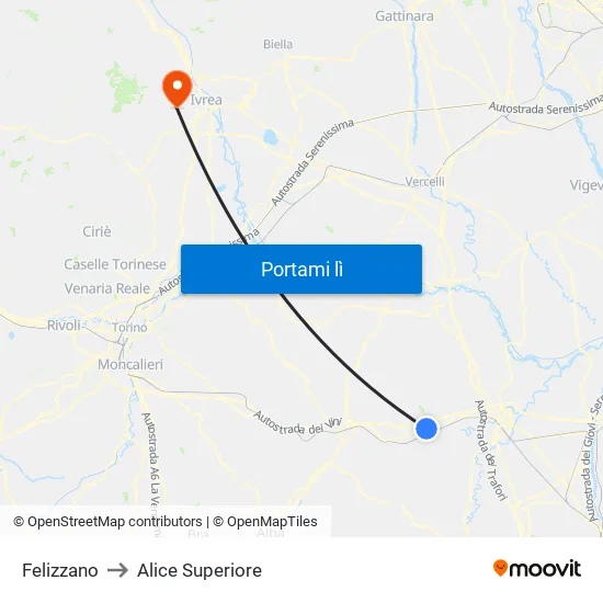 Felizzano to Alice Superiore map