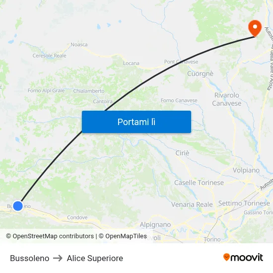 Bussoleno to Alice Superiore map
