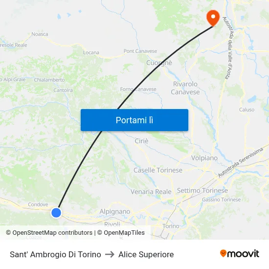 Sant' Ambrogio Di Torino to Alice Superiore map