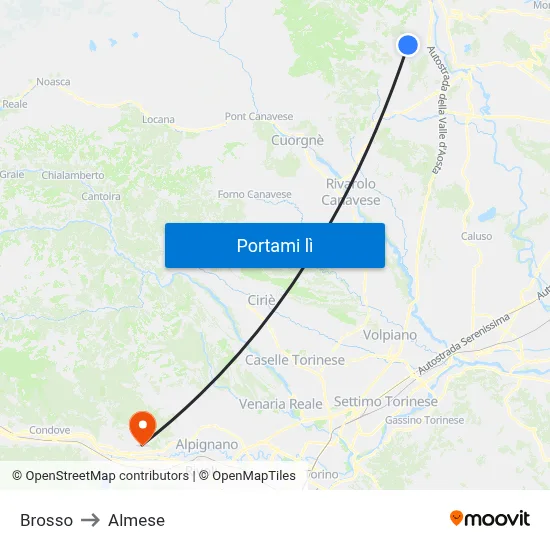 Brosso to Almese map