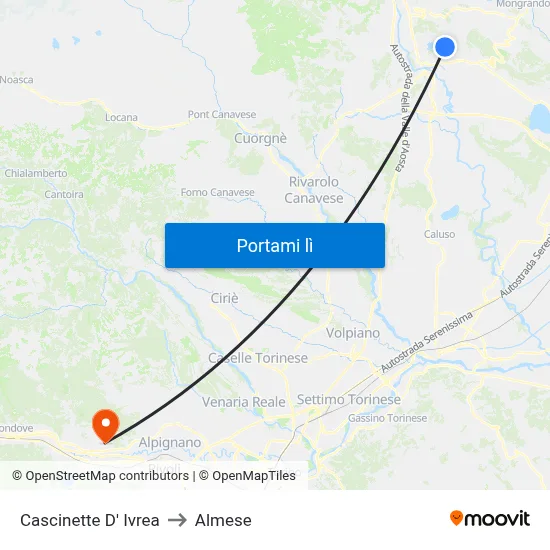Cascinette D' Ivrea to Almese map