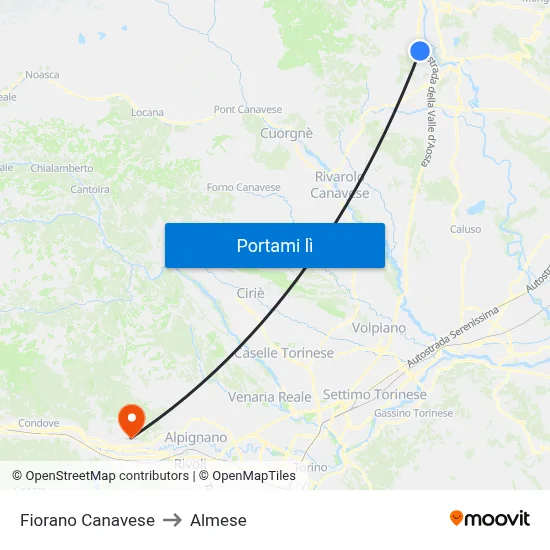 Fiorano Canavese to Almese map
