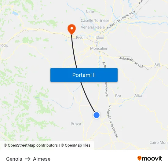 Genola to Almese map