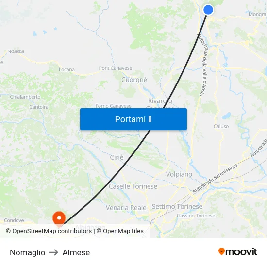 Nomaglio to Almese map
