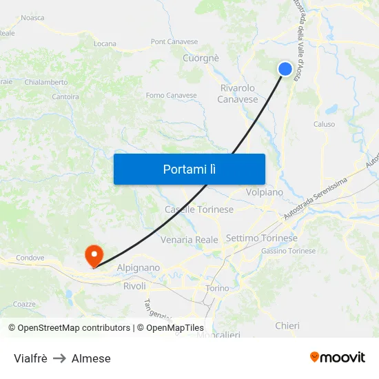 Vialfrè to Almese map