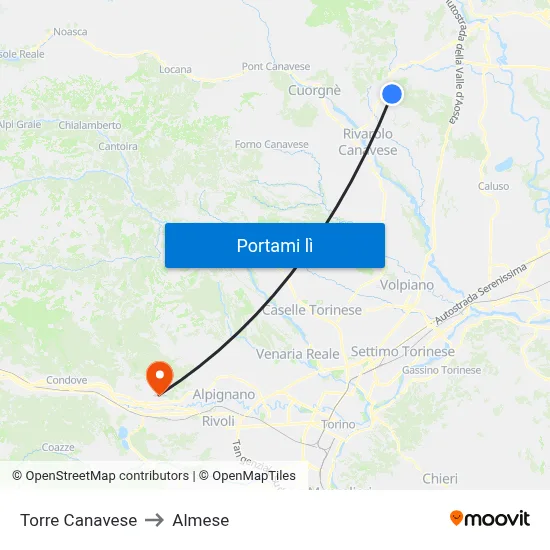 Torre Canavese to Almese map