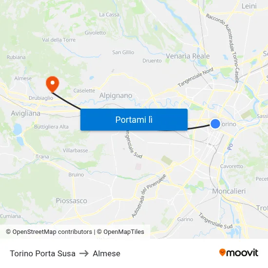 Torino Porta Susa to Almese map