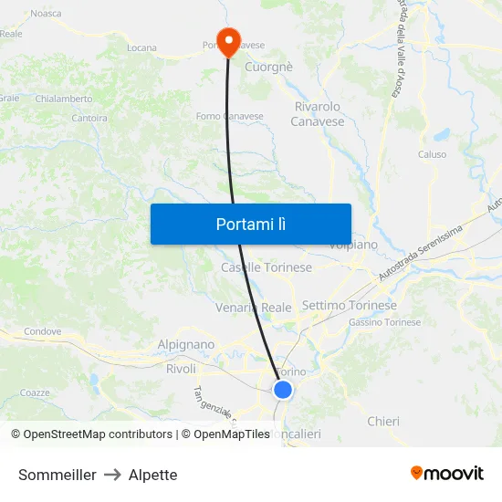 Sommeiller to Alpette map