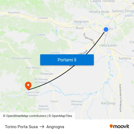 Torino Porta Susa to Angrogna map