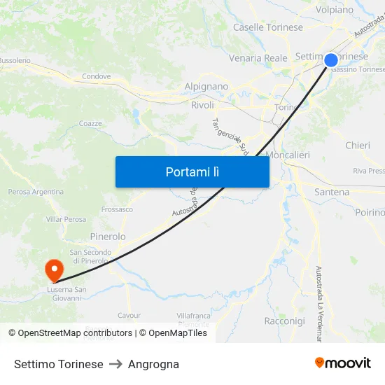 Settimo Torinese to Angrogna map