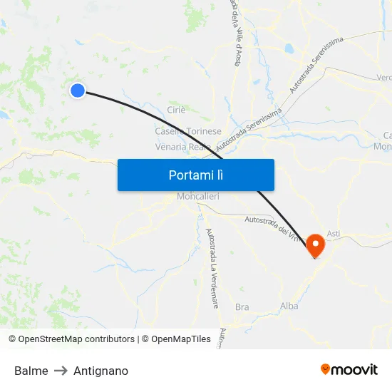 Balme to Antignano map