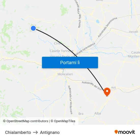 Chialamberto to Antignano map