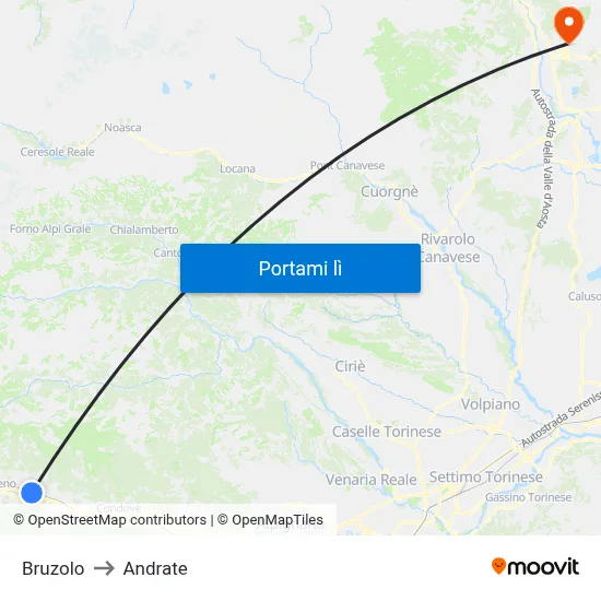 Bruzolo to Andrate map