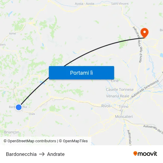 Bardonecchia to Andrate map