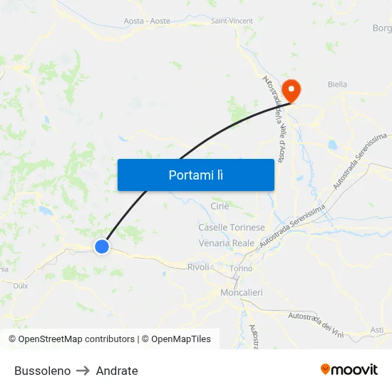 Bussoleno to Andrate map