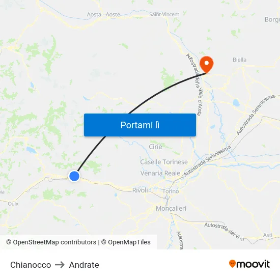 Chianocco to Andrate map