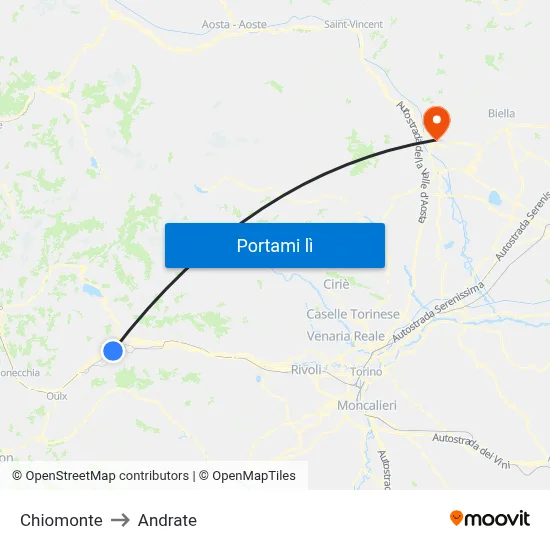 Chiomonte to Andrate map